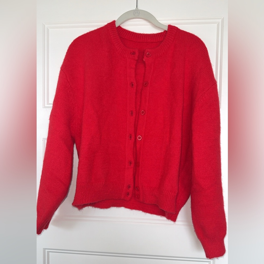 Daily Drills Button Up Red Sweater
